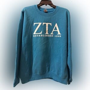 ZTA Zeta Tau Alpha Sorority University Gildan Crewneck Sweatshirt, Large